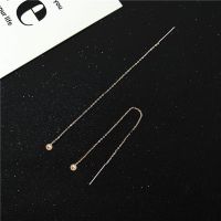 2021新款八方来财长款流苏耳线显脸瘦耳环韩国气质几何方块耳坠女 单个转运珠耳线 18K金色