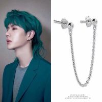 王一博同款耳钉学生韩版简约链条双耳洞耳环个性耳饰耳坠潮男女款 耳钉单只(需两个耳洞)