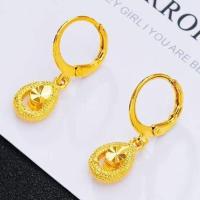 时尚越南沙金不掉色玫瑰花耳环防过敏欧币镀金送女友妈妈饰品礼物 小水滴耳环