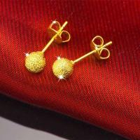 香港免税真金耳钉女真金耳坠真金耳环女防过敏不掉色耳钉耳棒 磨砂耳钉