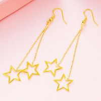 越南沙金流苏耳坠耳环女镀金水滴耳饰沙金婚庆饰品 五角星款