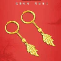 耳环女2021新款真金耳环枫叶耳圈防过敏不掉色气质高级感耳饰 枫叶耳圈 2.63g