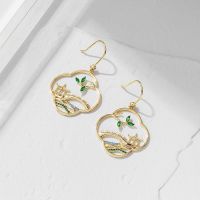 国风新款耳钩古风元素小桥流水耳环复古气质耳坠学生镂空耳钉耳饰 X1927复古风-小桥流水