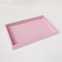 放抽屉里面的首饰盒绒布托盘小号珠宝耳钉耳环戒指耳钉项链收纳盒 粉色空盘
