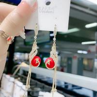 耳环新款2020年挂钩耳环凤凰时尚潮流气质百搭耳饰耳环女 磨砂红