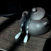 古风饰品女无耳洞耳环汉服耳饰古装长款耳坠古典流苏耳环耳钩耳夹 素雅伊人银色耳钩