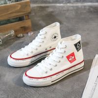 1970s经典低帮帆布鞋女学生韩版百搭复古情侣平底鞋子ins原宿港风 新款白色 高帮 35 标准码