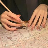 假指甲可取可带金闪藕粉蝴蝶美甲长款穿戴甲片可拆卸假指甲贴片 xs 金玫瑰蝴蝶 新t型