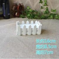 带泡沫木质栅栏实木芦苇干花仿真花插花客厅家居装饰婚庆摄影花瓶 白色木栅栏(带泡沫) 16厘米