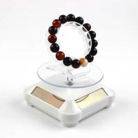 太阳能旋转展示台电池两用七彩带灯首饰手镯佛珠宝玉器手链展示架 宝鼎白座不带灯+支架