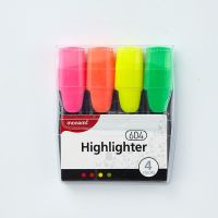 慕那美Monami大容量荧光笔记号笔明亮色柔和彩色涂鸦笔标记笔604 明亮4色套装