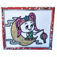 10张套装儿童金粉画20乘24儿童水彩画颜料画涂鸦画填色画DIY沙画 10张男女混装单画板 (不配颜料)