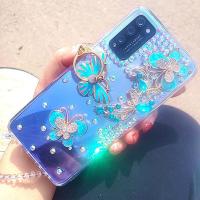 OPPOreno手机壳A11x新A93奢华r17带钻A9女款reno4pro硅胶A72闪A55 蓝色蝴蝶+蝴蝶指环送水晶