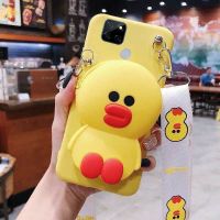零钱包realme真我v3手机壳防摔RMX2200全包手机套realmeV3手机套 黄色[小黄鸭+斜挂绳+零钱包] re
