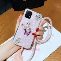 vivoY52s手机壳女新款透明Y52s手机套硅胶防摔软壳全包边简约外壳 粉色贝壳+紫蝴蝶+挂绳 Y52s