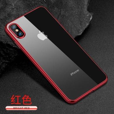苹果X手机壳iPhone XS MAX透明超薄iPhone6S/7/8plus电镀XR防摔套 [中国红]超薄软壳不伤机