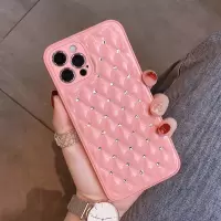 苹果12手机壳iPhone11promax镜头全包防摔保护套小香风xr/xs女款 苹果11Pro [红色]镶钻菱格