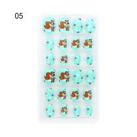 儿童成品甲片24片带背胶盒装卡通猫咪兔子穿戴式成品儿童指甲贴片 05