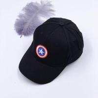 儿童帽子男女童美国队长鸭舌帽小孩时尚休闲防晒遮阳帽中大童帽子 队长五星-黑色