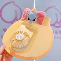 [48小时发货]夏季新款儿童防晒遮阳帽时尚usb带风扇空顶帽宽檐可调节亲子帽子 黄色小象 usb充电(4岁儿童以上亲子款