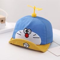 婴儿帽子夏季薄款宝宝帽子男女童鸭舌帽6-12个月1-2岁遮阳网帽潮 机器猫深蓝色网 1-12个月头围39-46cm可调节