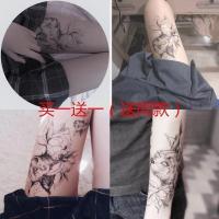 大腿纹身贴防水男女黑色持久手臂花朵韩国猫咪仿真性感花臂刺青贴 [发2张]
