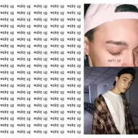 Alexander同款脸部纹身贴 wake up字母 果汁卡通草本纹身贴 100贴 wake up