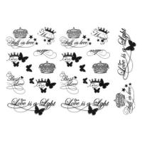 防水纹身贴女款个性皇冠蝴蝶英文字母刺青贴手臂胸部可爱 SH-015两张