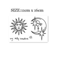 花臂少女TATTOO X314 暗黑风黑白太阳月亮线条手心手背纹身贴刺青 主图款-1张