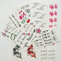 [一套20张]日韩系新款小清防水纹身贴男女防水英文花朵纹身刺青贴 10张不同P组合