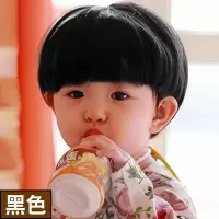儿童假发男女孩头饰造型女宝宝长发女童短卷发公主婴儿假发帽逼真 蘑菇头[黑色] [5岁以下]送发网