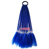 儿童脏辫小辫子假发马尾彩色渐变小麻花辫嘻哈表演舞台造型脏脏辫 蓝色 30厘米一把12根