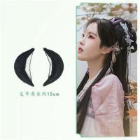一体式古装造型假发古风明制汉服发髻女手残党发片发排懒人软发箍 尖牛角