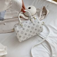 包包女2021新款波士顿斜挎包百搭时尚印花单肩手提迷你枕头包女小 灰色