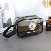 泫雅风小雏菊权志龙化妆包PVC韩国透明洗漱包旅行护肤品收纳包袋 PVC小雏菊小单带