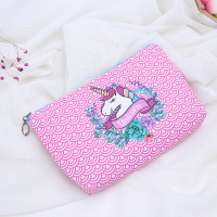 独角兽化妆包小号便携小淑女韩国收纳包简约防水旅行随身化妆品袋 粉色独角兽