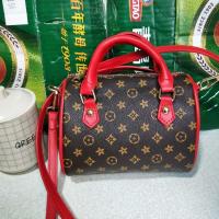 小包包女时尚单肩百搭斜挎手提包老花法士枕头包 老花配红色