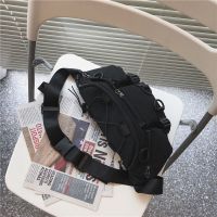 斜挎包潮牌男士百搭休闲胸包工装简约ins腰包小挎包女日系单肩包 0317黑色不加挂件