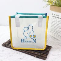 小熊果冻包方形手提包 卡通可爱少女风学生便当手拎包 大力兔