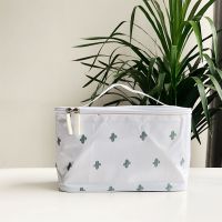 收纳包骨条多功能手提化妆包便携少女可爱大容量护肤品洗漱包 白色仙人掌