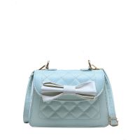 马卡龙系列珍珠迷你包包女包2021新款潮蝴蝶结百搭单肩斜挎包 蓝色[无珍珠手提]