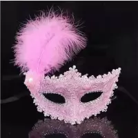 六一新款发光皇冠头纱女孩儿童魔法棒公主舞会半脸面具玩具批发 小龙粉色面具