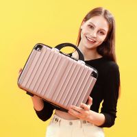 迷你手提化妆包13/14/16寸行李箱小型轻便旅行箱化妆品收纳包硬箱 玫瑰金 13寸