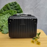 复古手提箱小行李箱女14寸时尚化妆箱小旅行箱便携迷你收纳包 金属包角/黑色 14寸