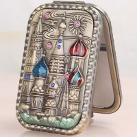 俄罗斯 长方形双面小镜子 创意折叠随身镜子 迷你复古便携化妆镜 城堡5