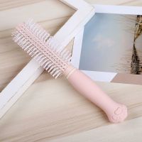 气囊梳子女学生韩版防静电防脱发按摩圆筒卷发家用气垫梳子可爱女 猫爪圆筒(粉)
