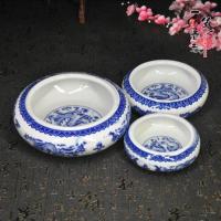 景德镇陶瓷笔洗水洗毛笔书法绘画国画书法用品仿古开片毛笔洗笔缸 青花笔洗小号