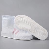 高筒防雨鞋套下雨天防水鞋套防水防滑耐磨加厚底雨鞋套男女可洗 普通款中筒白色 S(34-36码鞋)