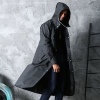 [潮流]雨衣防暴雨全身新款通用户外徒步垂钓加长风衣款雨衣防水 纯黑色[无印刷] L 身高 145-165cm