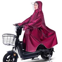 有袖款雨衣电动车摩托车全身防暴雨成人加大加厚单人有袖雨衣雨披 有袖款-深红 4XL